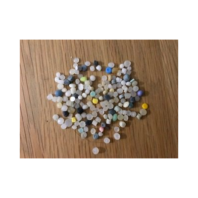 Nurdles collected by a Volunteer, UK. Image credit Janet W